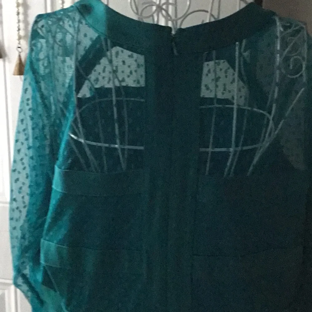 Lane Bryant Green Sheath Long Sleeve Cocktail Dress - Picture 4 of 4